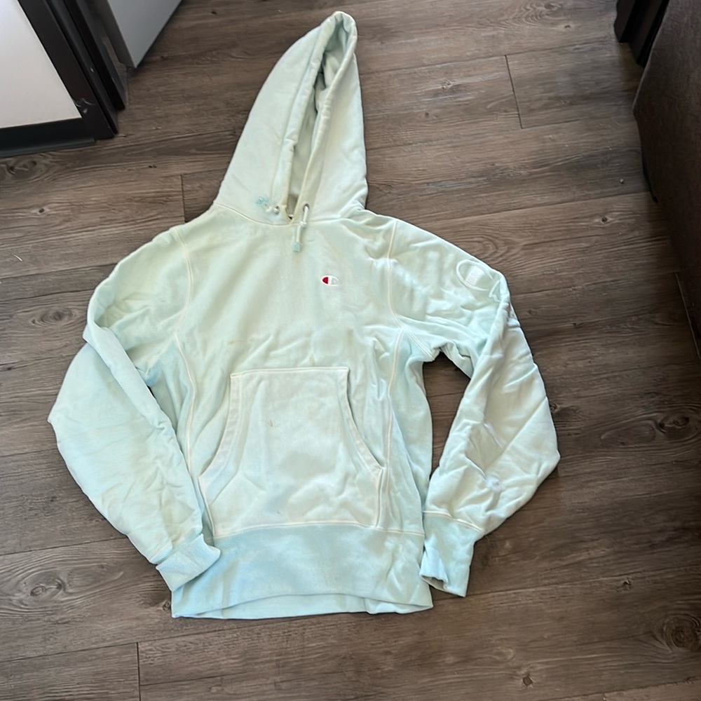 light blue champion hoodie